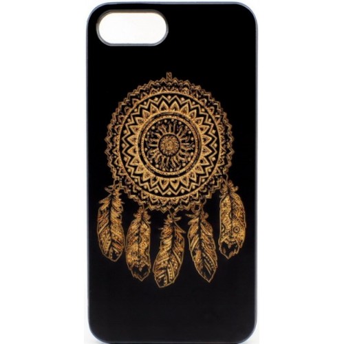 Husa vintage din lemn acacia pentru iPhone 7/8, pirogravura - Acacia wood vintage case for iPhone 7/8, phyrography "Talisman Dreamcatcher"