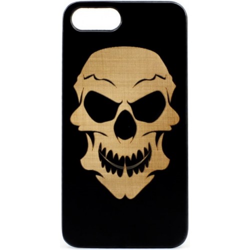 Husa VINTAGE din lemn acacia pentru iPhone 7/8, pirogravura - Acacia wood vintage case for iPhone 7/8, phyrography "Tribal Skull"