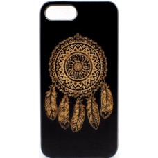 Husa vintage din lemn acacia pentru iPhone 7/8 Plus, pirogravura - Acacia wood vintage case for iPhone 7/8 Plus, phyrography  "Talisman Dreamcatcher"