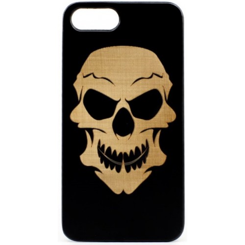 Husa VINTAGE din lemn acacia pentru iPhone 7/8 plus, pirogravura - Acacia wood vintage case for iPhone 7/8 Plus, phyrography &quot;Tribal Skull&quot;