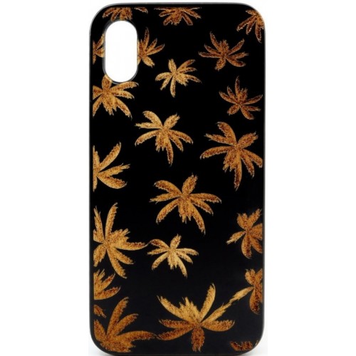 Husa vintage din lemn acacia pentru iPhone X, pirogravura - Acacia wood vintage case for iPhone X, phyrography &quot;Maria Leaves&quot;