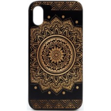 Husa vintage din lemn acacia pentru iPhone X, pirogravura - Acacia wood vintage case for iPhone X, phyrography "Oriental Mandala"