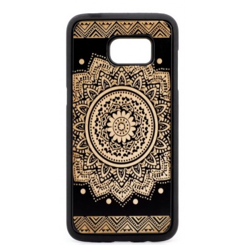 Husa suvenir din lemn acacia pentru Samsung Galaxy S7, pirogravura - Acacia wood vintage case for Samsung Galaxy S7, phyrography &quot;Oriental Mandala&quot;