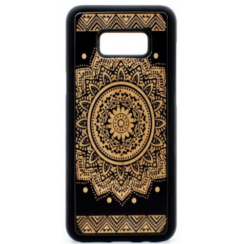 Husa suvenir din lemn acacia pentru Samsung Galaxy S8, pirogravura - Acacia wood vintage case for Samsung Galaxy S8, phyrography "Oriental Mandala"