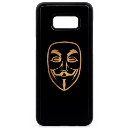 Husa vintage din lemn acacia pentru Samsung Galaxy S8 Plus, pirogravura - Acacia wood vintage case for Samsung Galaxy S8 Plus, phyrography &quot;Anonim Mask&quot;