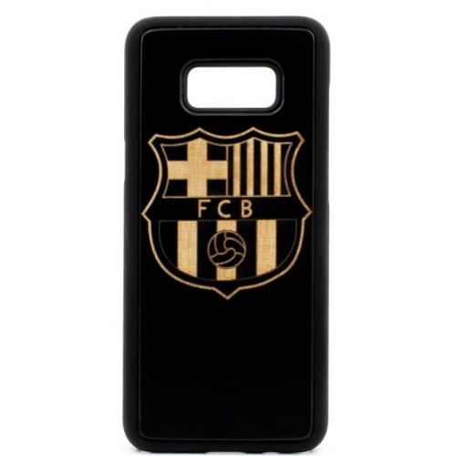 Husa vintage din lemn acacia pentru Samsung Galaxy S8 Plus, pirogravura - Acacia wood vintage case for Samsung Galaxy S8 Plus, phyrography "Logo FC Barcelona"