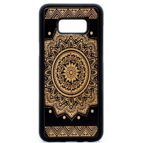 Husa vintage din lemn acacia pentru Samsung Galaxy S8 Plus, pirogravura - Acacia wood vintage case for Samsung Galaxy S8 Plus, phyrography &quot;Oriental Mandala&quot;