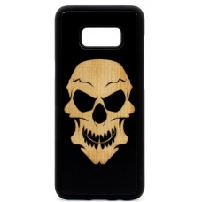 Husa vintage din lemn acacia pentru Samsung Galaxy S8 Plus, pirogravura - Acacia wood vintage case for Samsung Galaxy S8 Plus, phyrography "Tribal Skull"