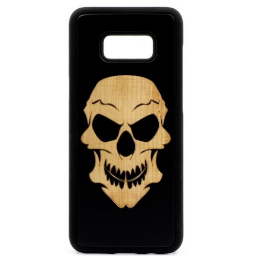 Husa vintage din lemn acacia pentru Samsung Galaxy S8 Plus, pirogravura - Acacia wood vintage case for Samsung Galaxy S8 Plus, phyrography "Tribal Skull"