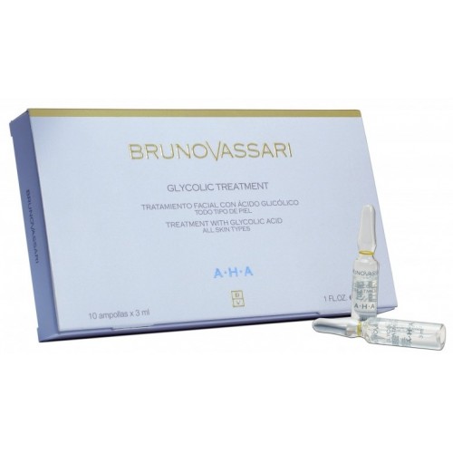 Tratament facial profesional concentrat cu acizi Alfa-Hidroxi - AHA Glycolic Tratament - Bruno Vassari - 10x3 ml