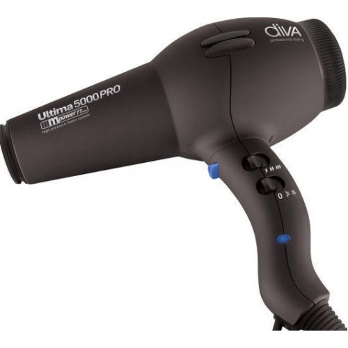 Uscator de par profesional negru cu tehnologie ionica - Ultima 5000 - Pro Black Dryer - Diva - 2200W