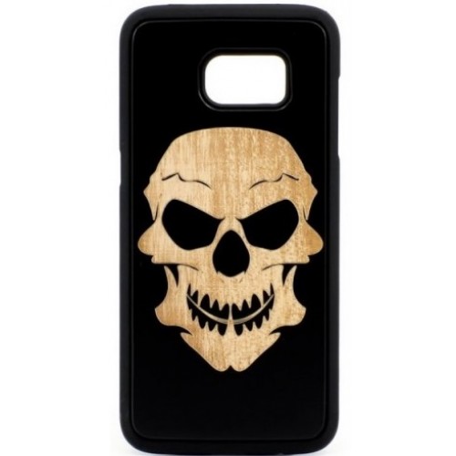 Husa suvenir din lemn acacia pentru Samsung Galaxy S7, pirogravura - Acacia wood vintage case for Samsung Galaxy S7, phyrography "Tribal skull"