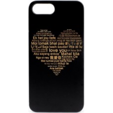 Husa minimalista din lemn acacia pentru iPhone 7/8 Plus, pirogravura - Minimalist  acacia wood case for Iphone 7/8 Plus, pyrography  "Heart with a Multilingual Message"